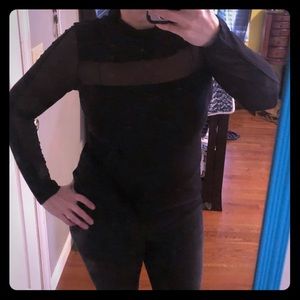Turtleneck with Mesh Panel